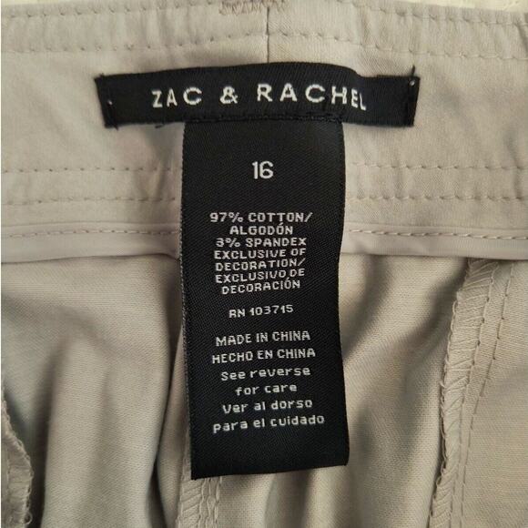 Zac & Rachel Capri Pants Women's Size 16 Silver/Gray Slim Crop Sateen New - Picture 2 of 14